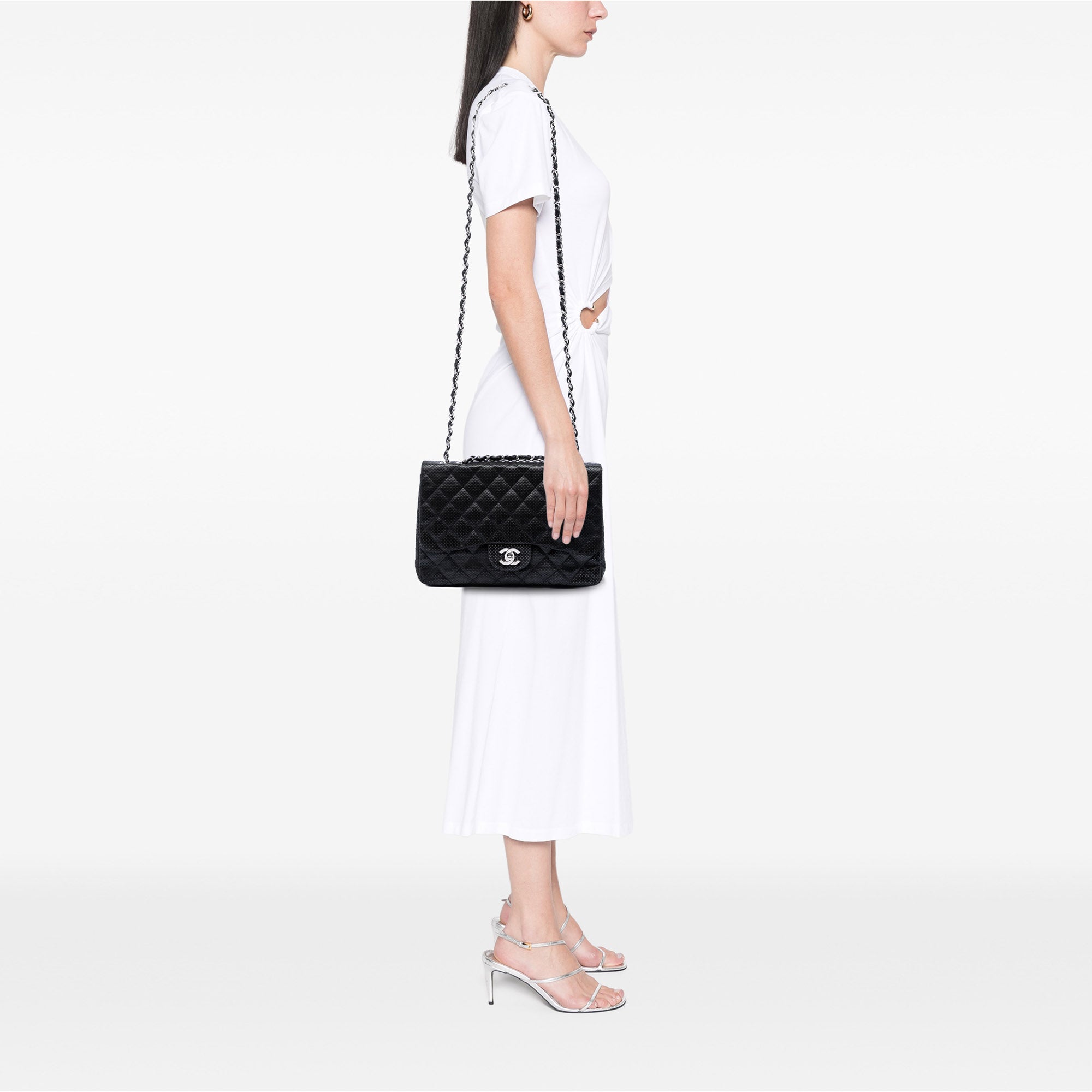 Jumbo Classic Perforated Lambskin Single Flap - Image 5