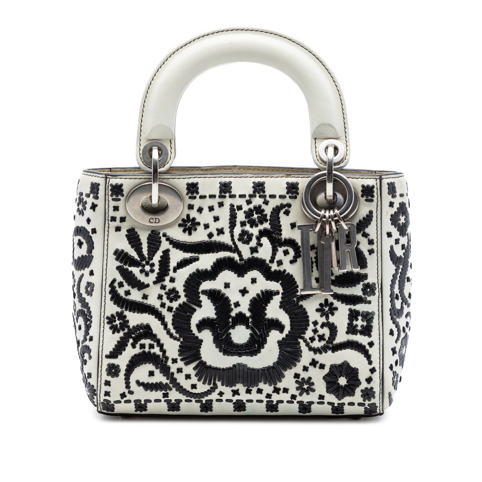 Mini Calfskin Flower Embroidered Lady Dior - Image 1