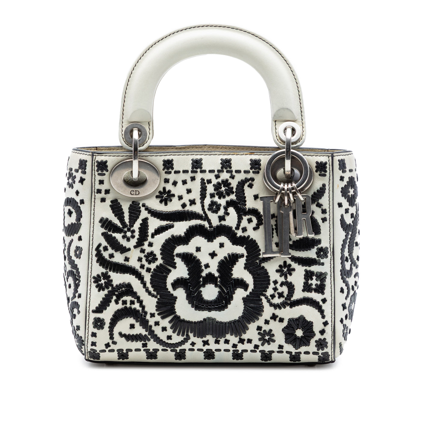 Mini Calfskin Flower Embroidered Lady Dior - Image 1