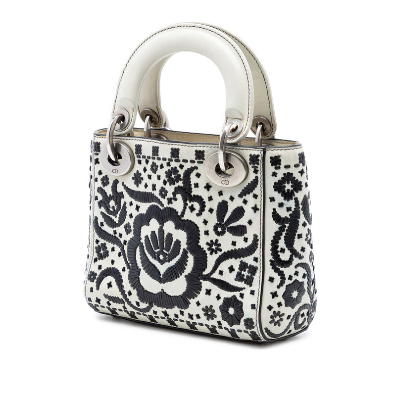 Mini Calfskin Flower Embroidered Lady Dior - Image 2