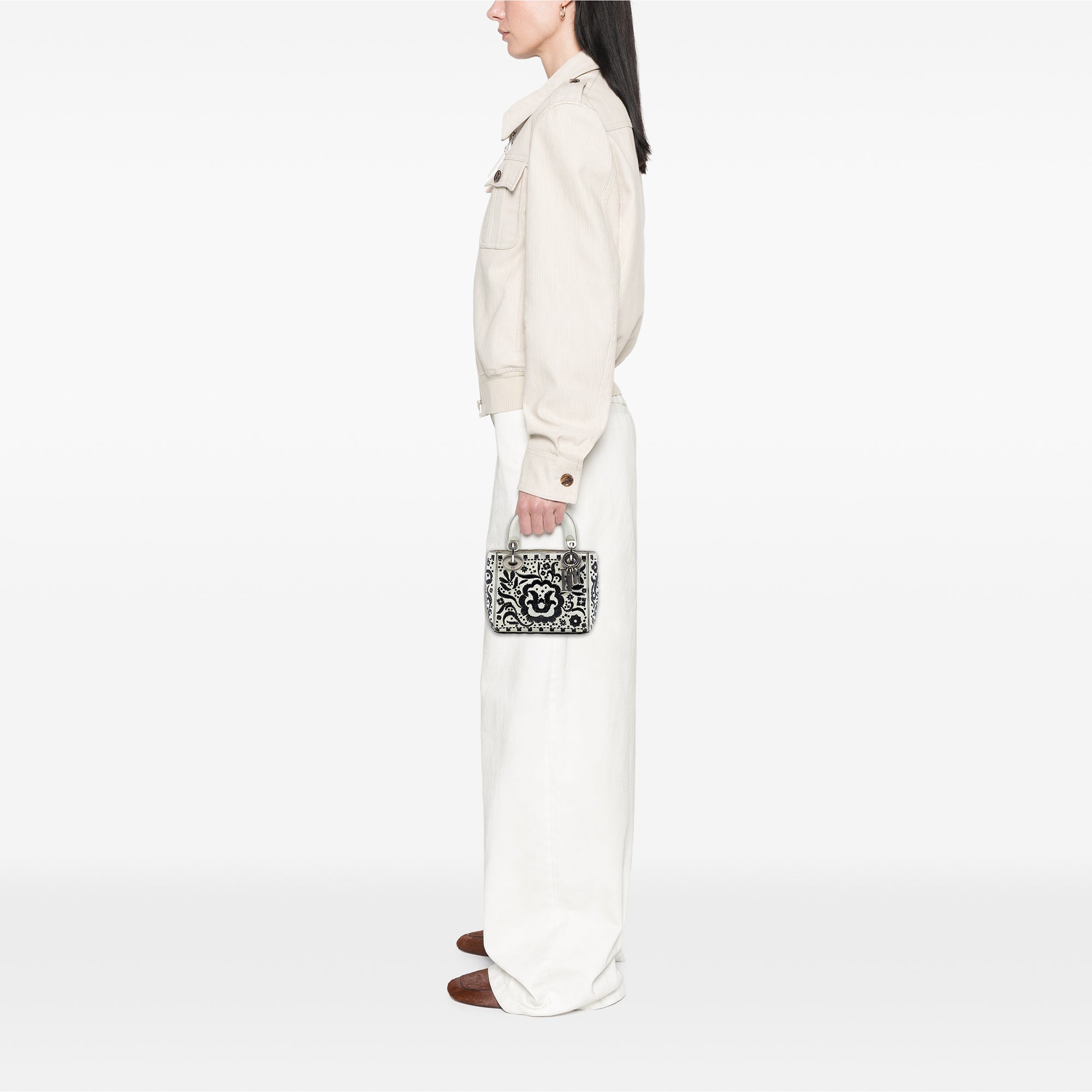Mini Calfskin Flower Embroidered Lady Dior - Image 7