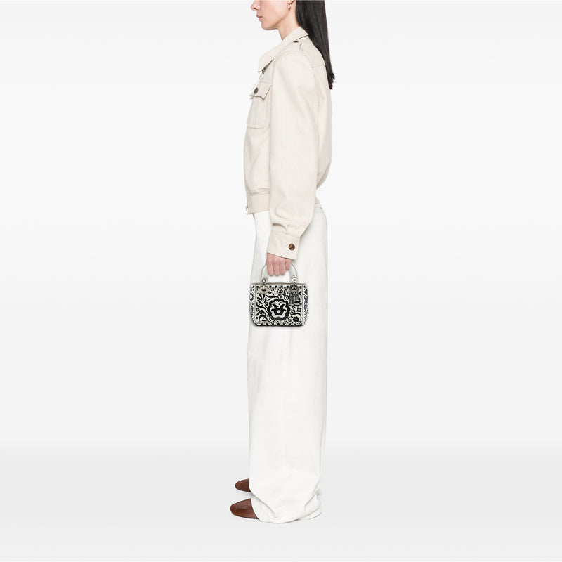 Mini Calfskin Flower Embroidered Lady Dior - Image 7