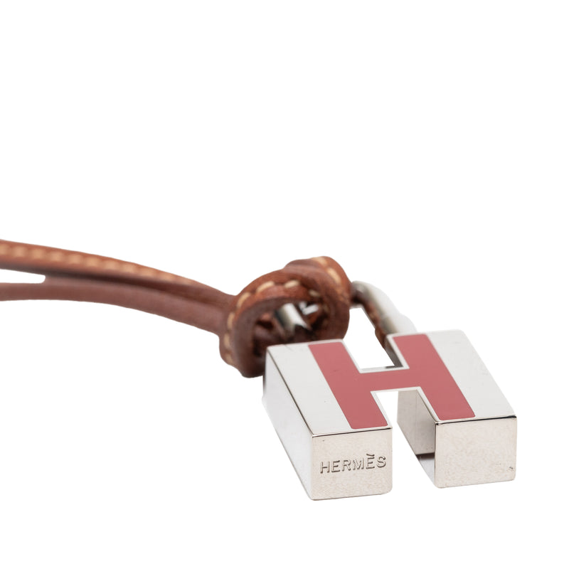 Palladium Plated Cadena H Lock Charm Padlock Necklace - Image 3