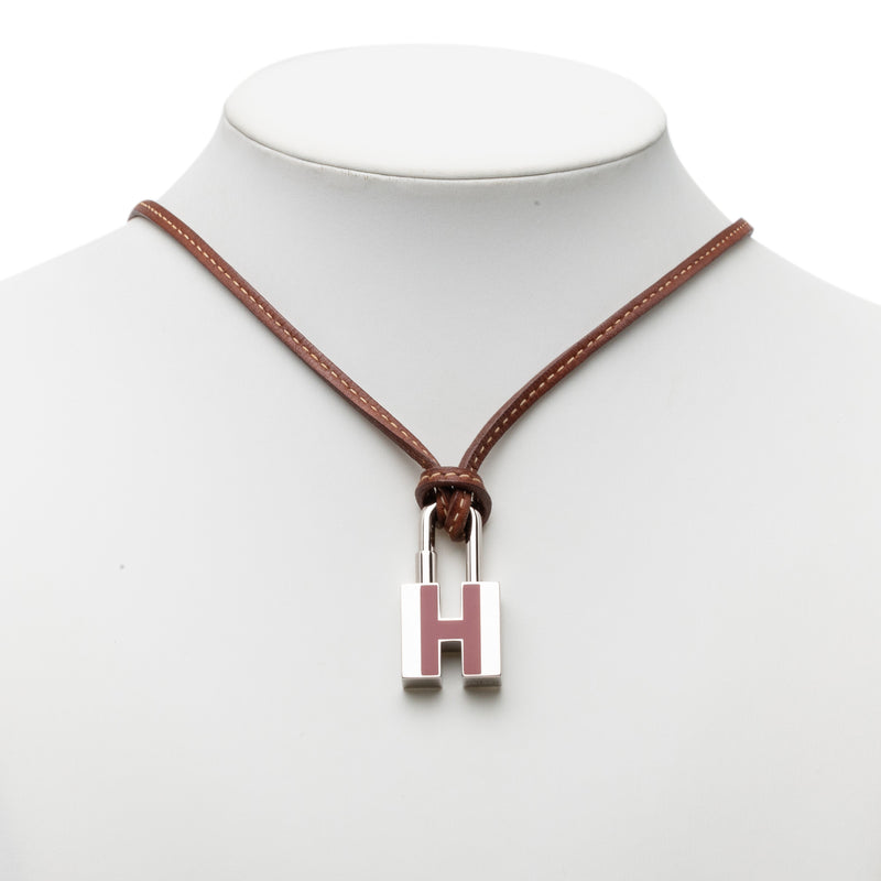 Palladium Plated Cadena H Lock Charm Padlock Necklace - Image 6