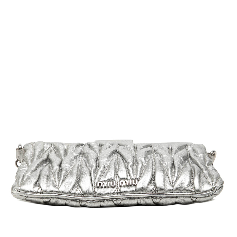 Matelasse Metallic Nappa Frame Clutch with Strap - Image 3
