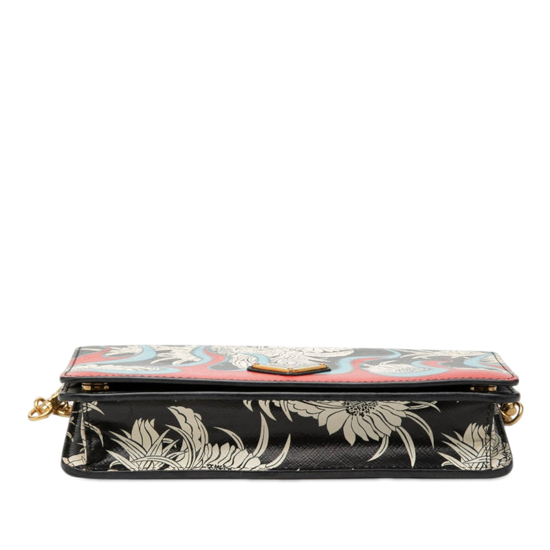 Saffiano Floral Flame Print Wallet on Chain - Image 3
