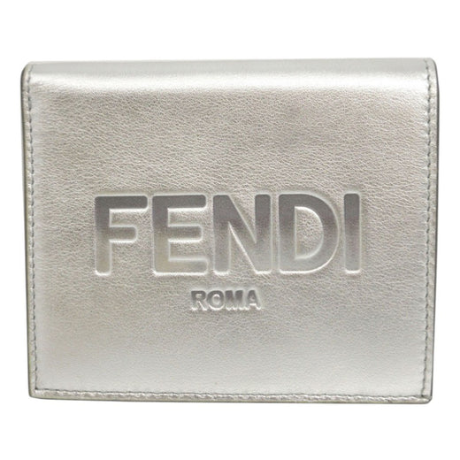 Metallic Leather Logo Bifold Compact Wallet - Image 1