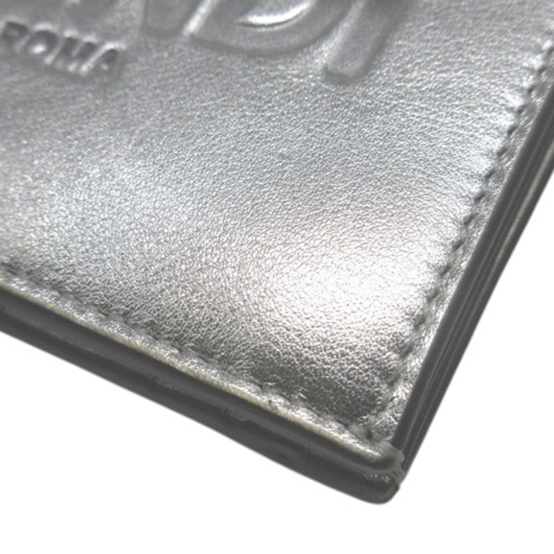 Metallic Leather Logo Bifold Compact Wallet - Image 10