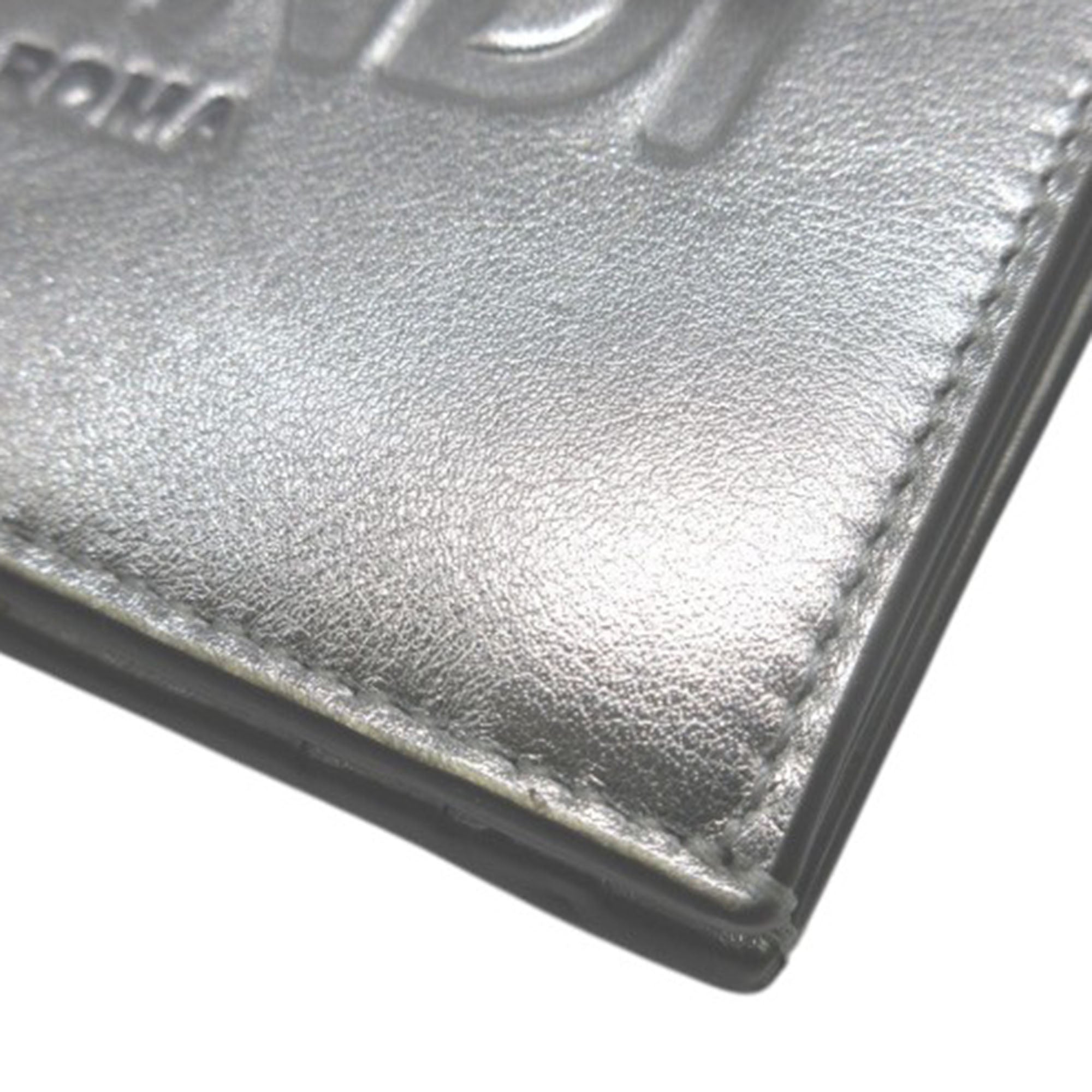 Metallic Leather Logo Bifold Compact Wallet - Image 10