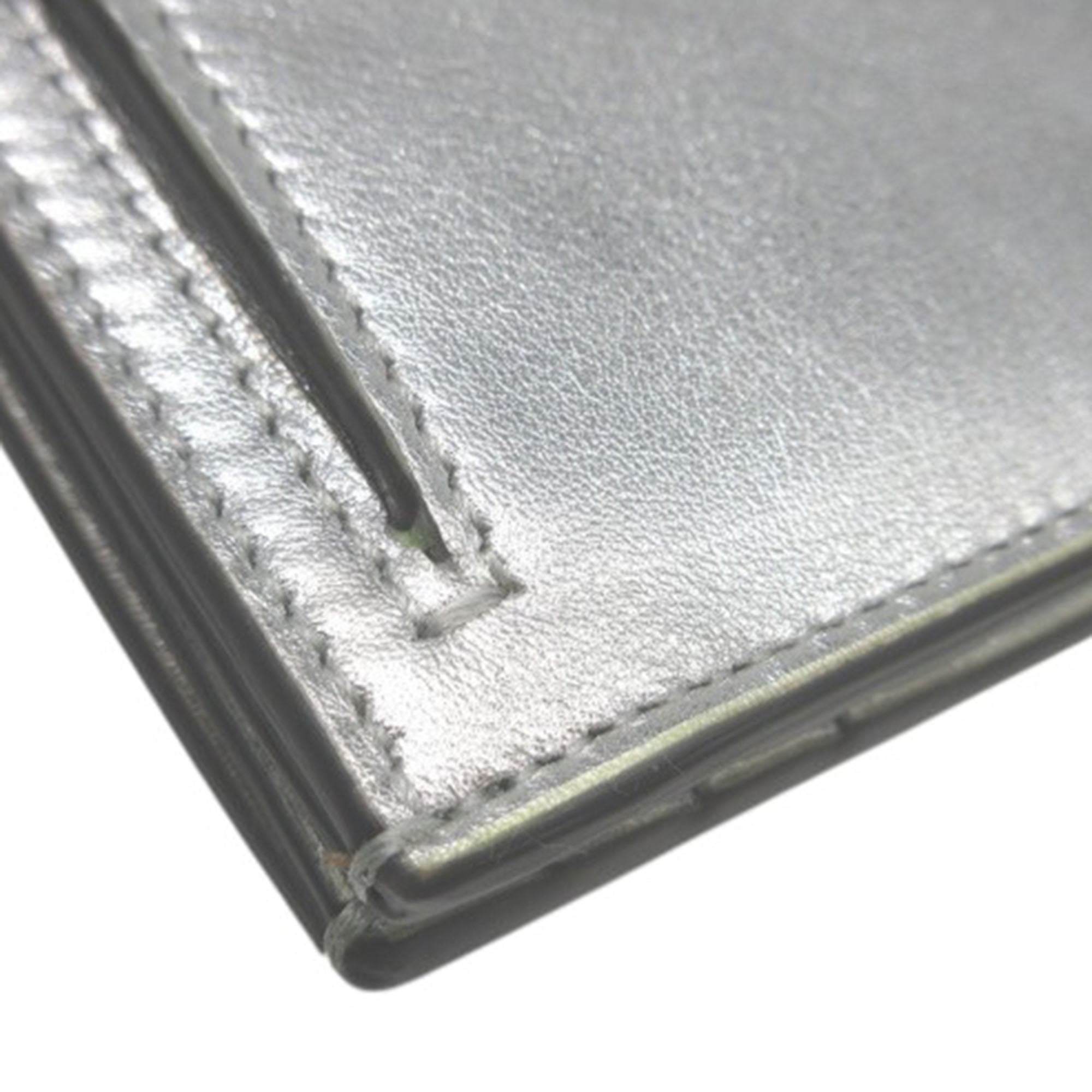 Metallic Leather Logo Bifold Compact Wallet - Image 11