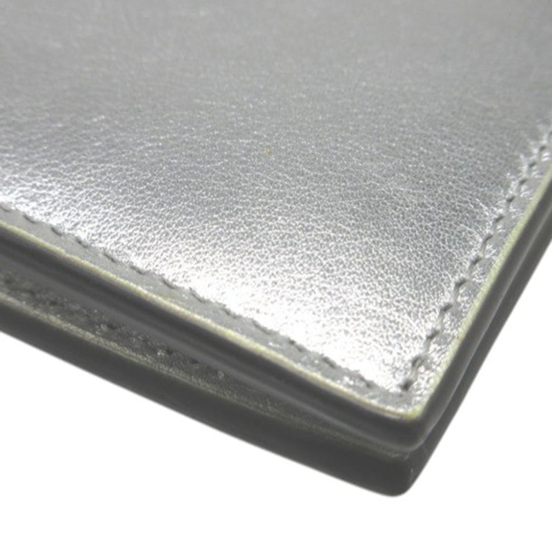 Metallic Leather Logo Bifold Compact Wallet - Image 12