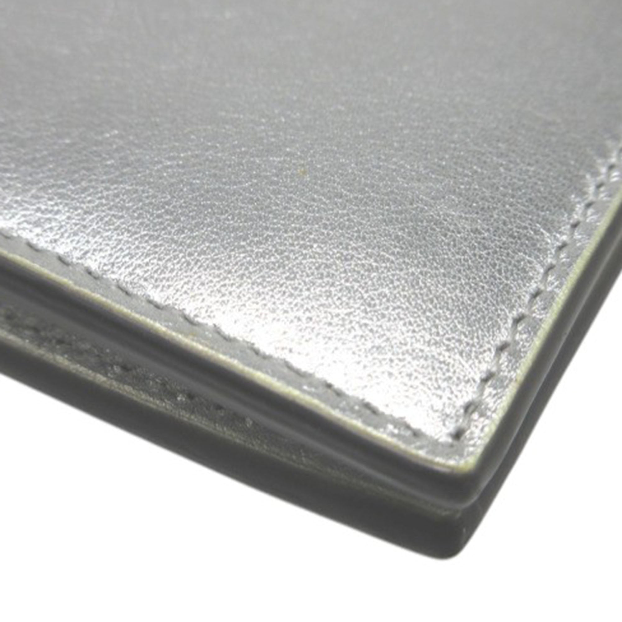 Metallic Leather Logo Bifold Compact Wallet - Image 12