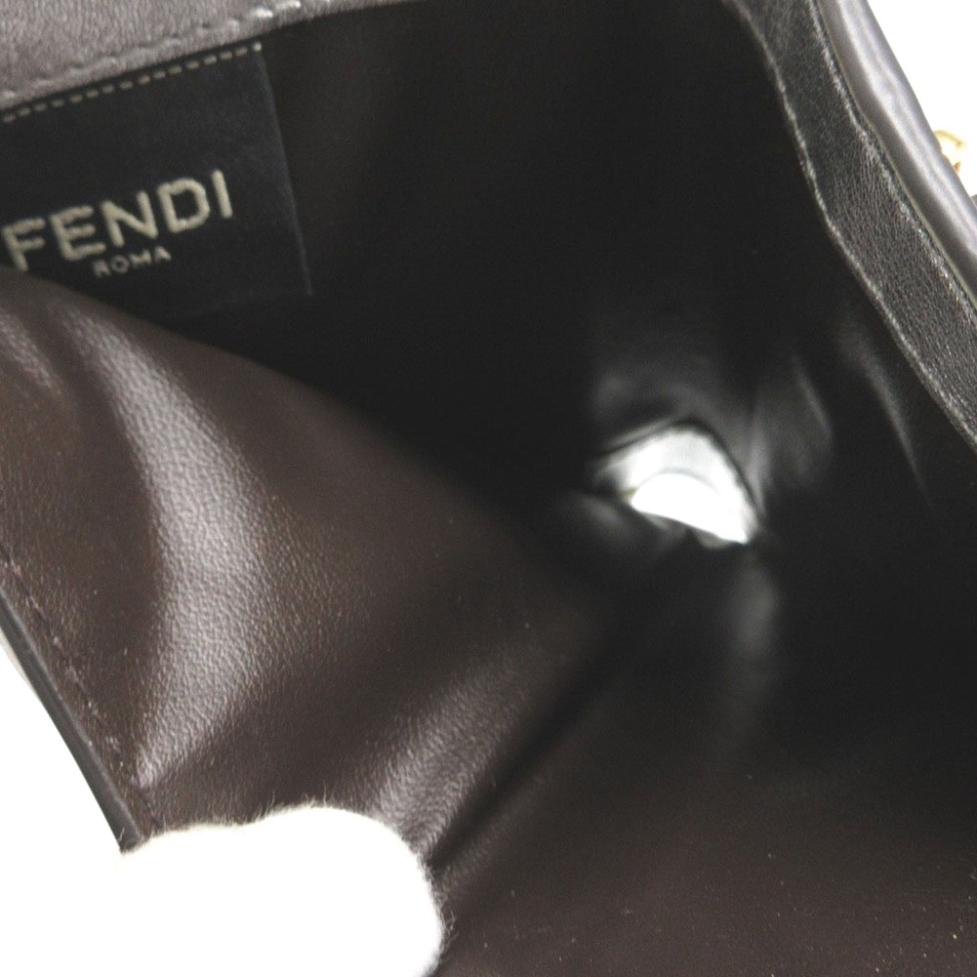 Metallic Leather Logo Bifold Compact Wallet - Image 4