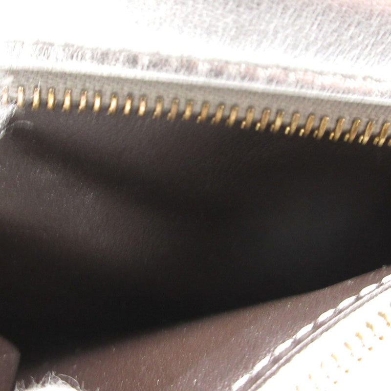 Metallic Leather Logo Bifold Compact Wallet - Image 5