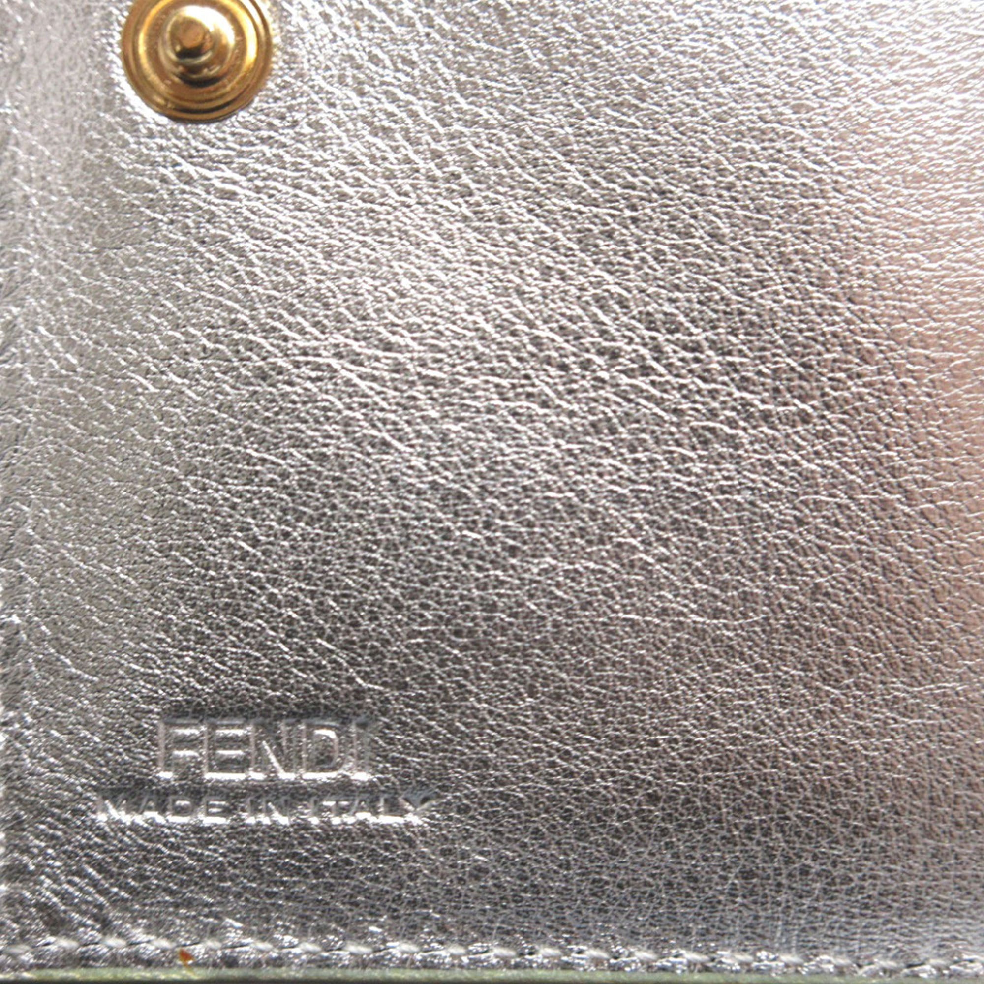 Metallic Leather Logo Bifold Compact Wallet - Image 7