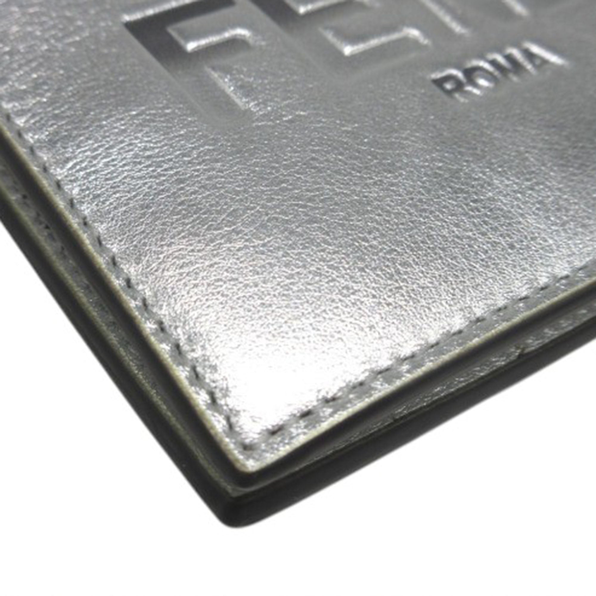 Metallic Leather Logo Bifold Compact Wallet - Image 9