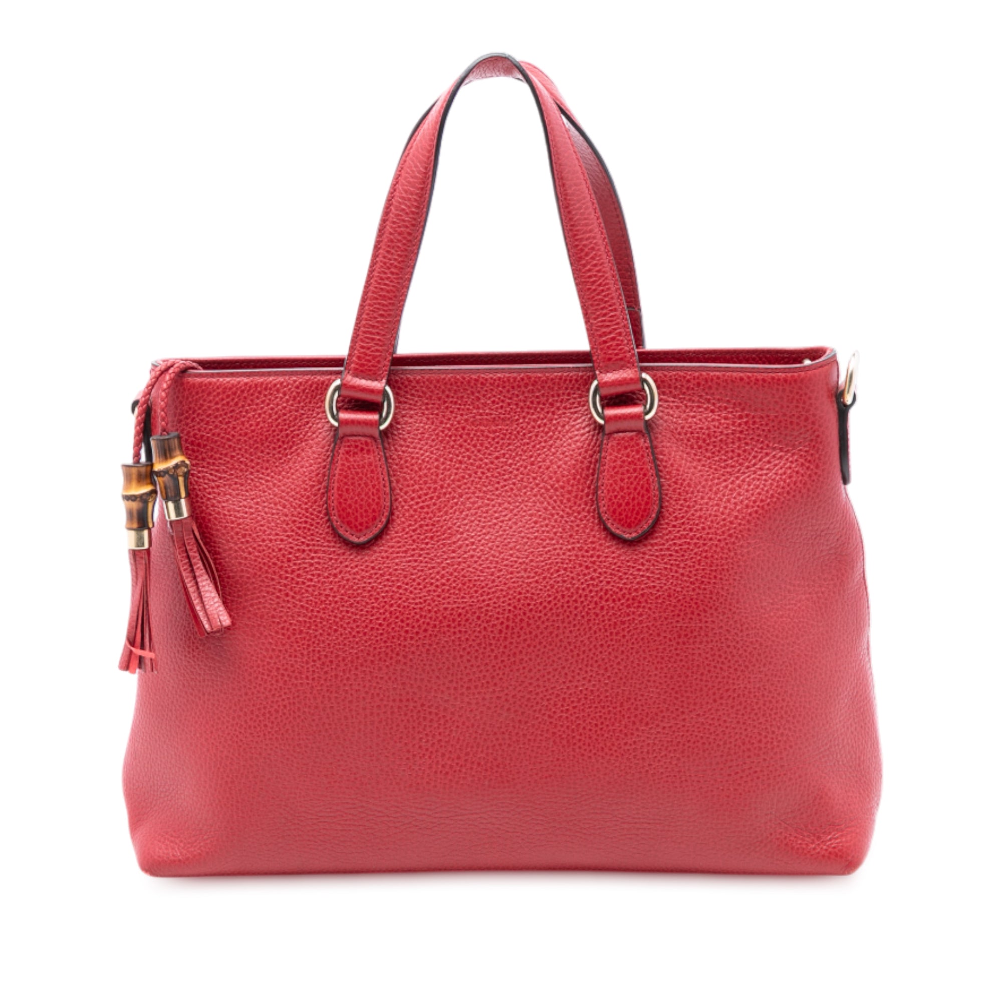 Leather Bamboo Tassel Satchel - Image 1