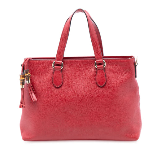 Leather Bamboo Tassel Satchel - Image 1