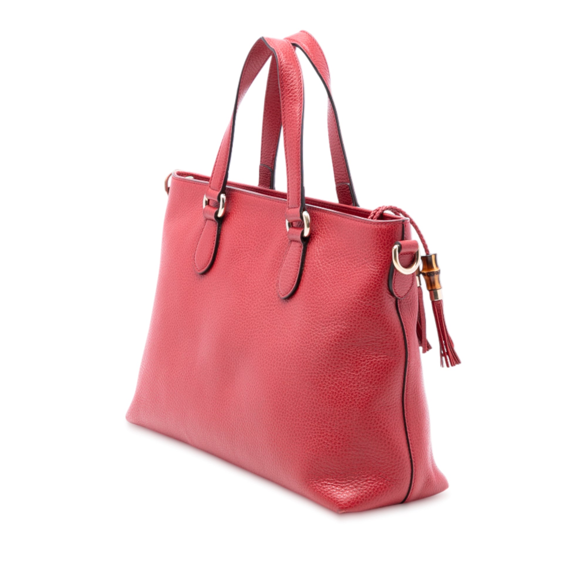 Leather Bamboo Tassel Satchel - Image 2