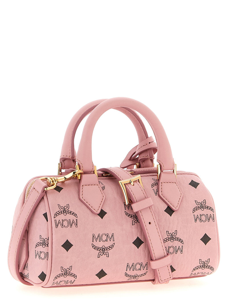 Mcm Visetos Monogram Canvas Top Handle Bag — Pink