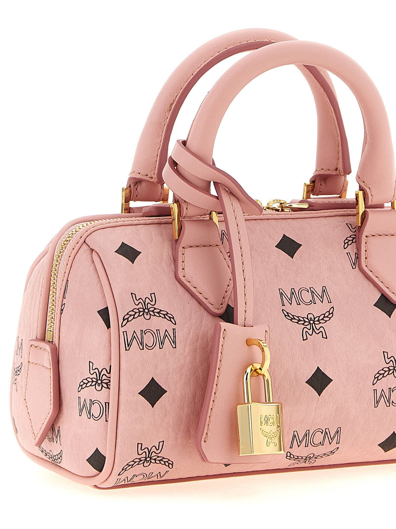 Mcm Visetos Monogram Canvas Top Handle Bag — Pink