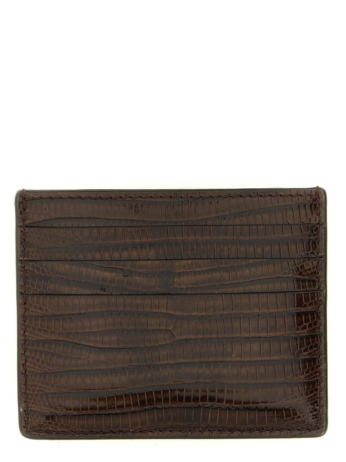 Brunello Cucinelli Argentine Tegu Leather Card Case — Brown Cases