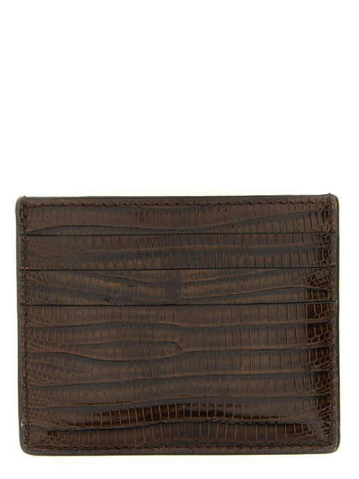 Brunello Cucinelli Argentine Tegu Leather Card Case — Brown Cases