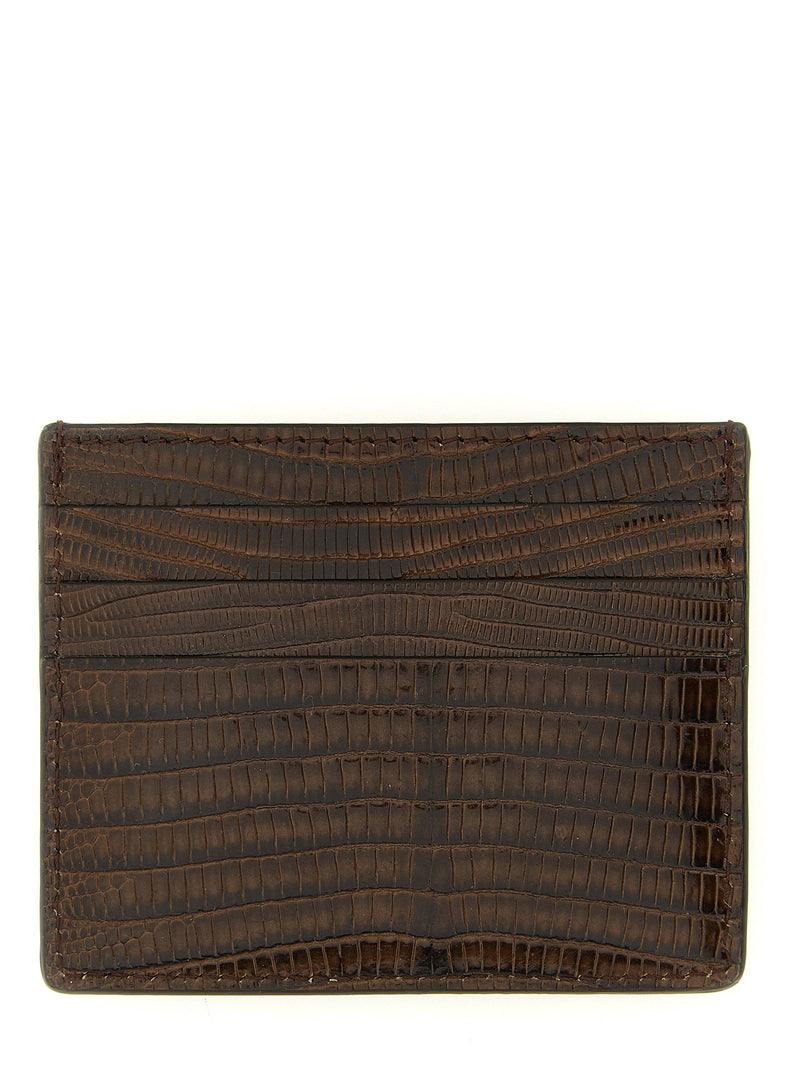 Brunello Cucinelli Argentine Tegu Leather Card Case — Brown Cases