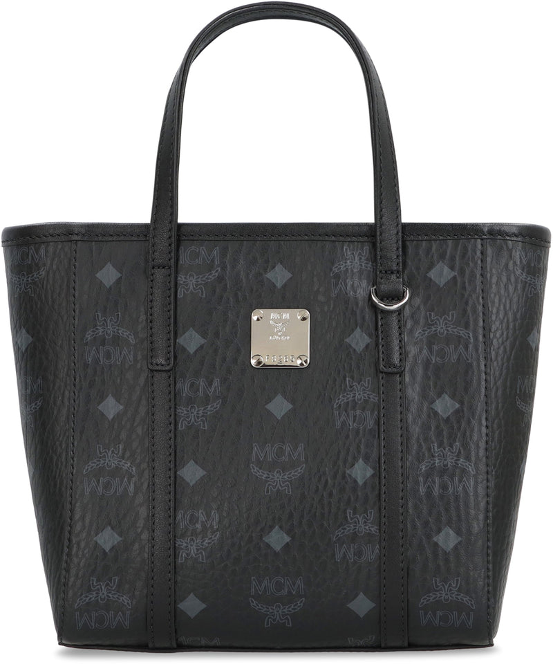 Mcm Visetos Jacquard Tote Bag — Black Polyurethane