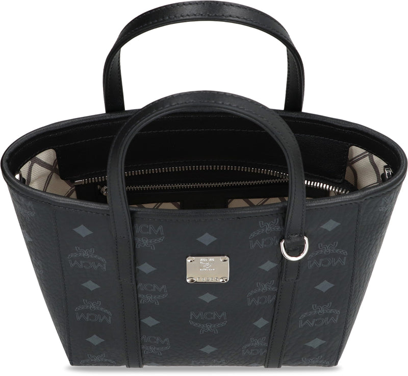 Mcm Visetos Jacquard Tote Bag — Black Polyurethane
