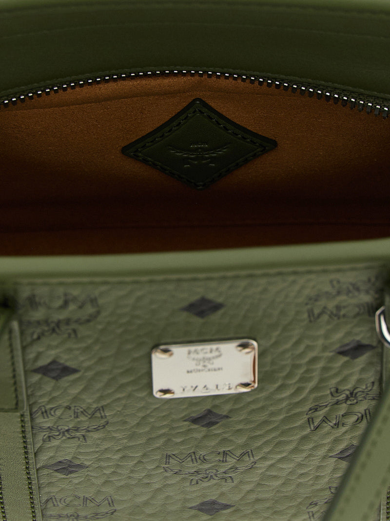 Mcm Tote Bag — Green Visetos Monogram Canvas