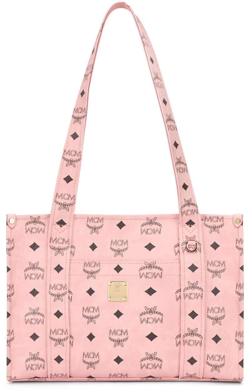 Mcm Logo-Embellished Tote Bag — Pink Polyurethane
