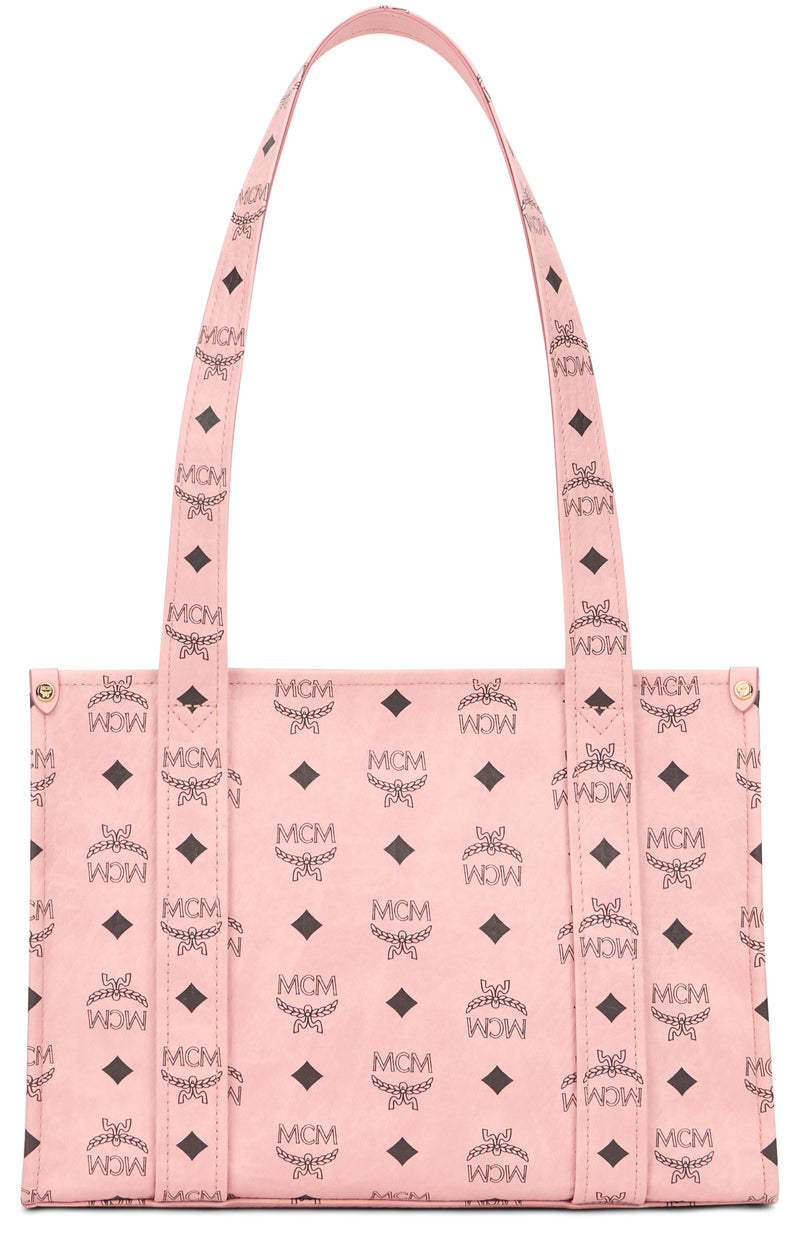 Mcm Logo-Embellished Tote Bag — Pink Polyurethane