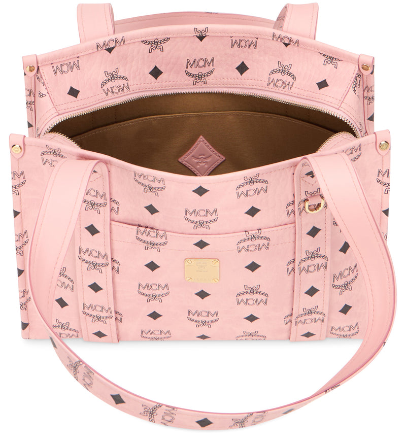 Mcm Logo-Embellished Tote Bag — Pink Polyurethane