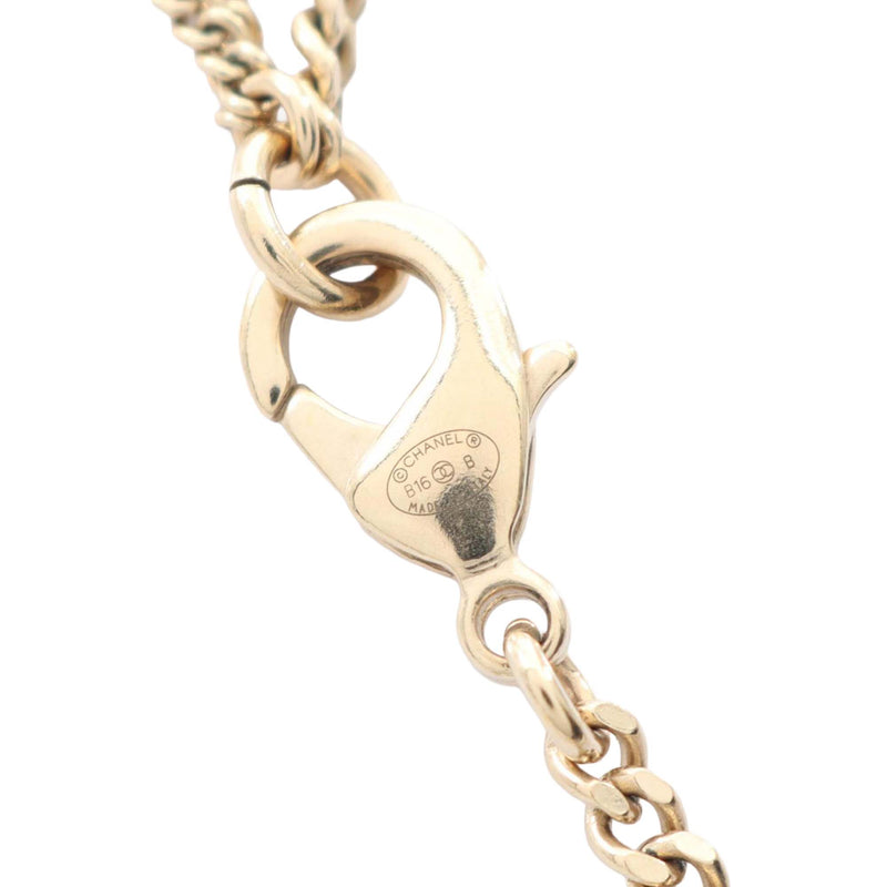 Gold Plated Faux Pearl CC Pendant Necklace - Image 2