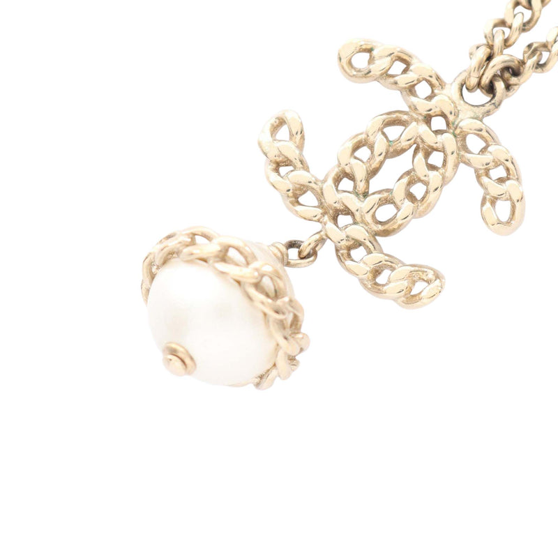 Gold Plated Faux Pearl CC Pendant Necklace - Image 3