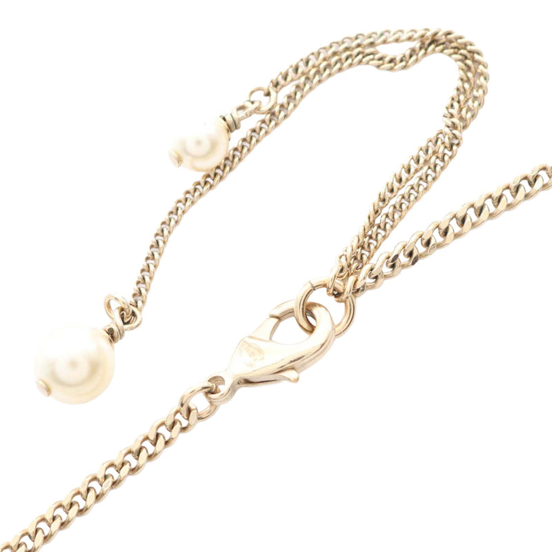 Gold Plated Faux Pearl CC Pendant Necklace - Image 4
