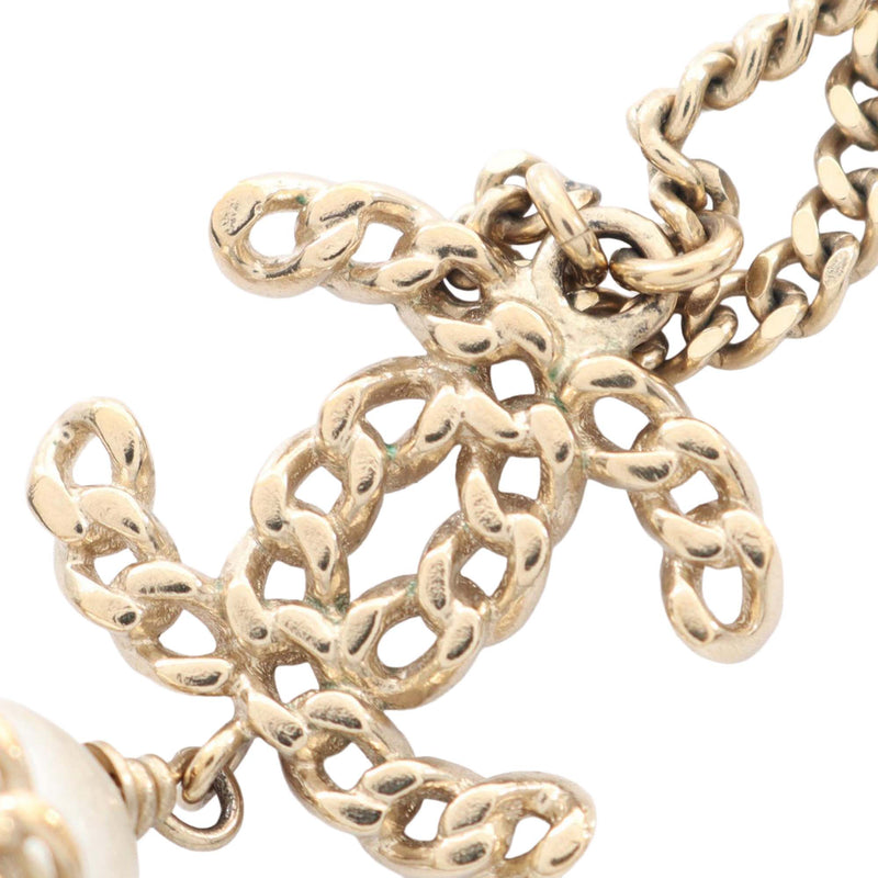 Gold Plated Faux Pearl CC Pendant Necklace - Image 5