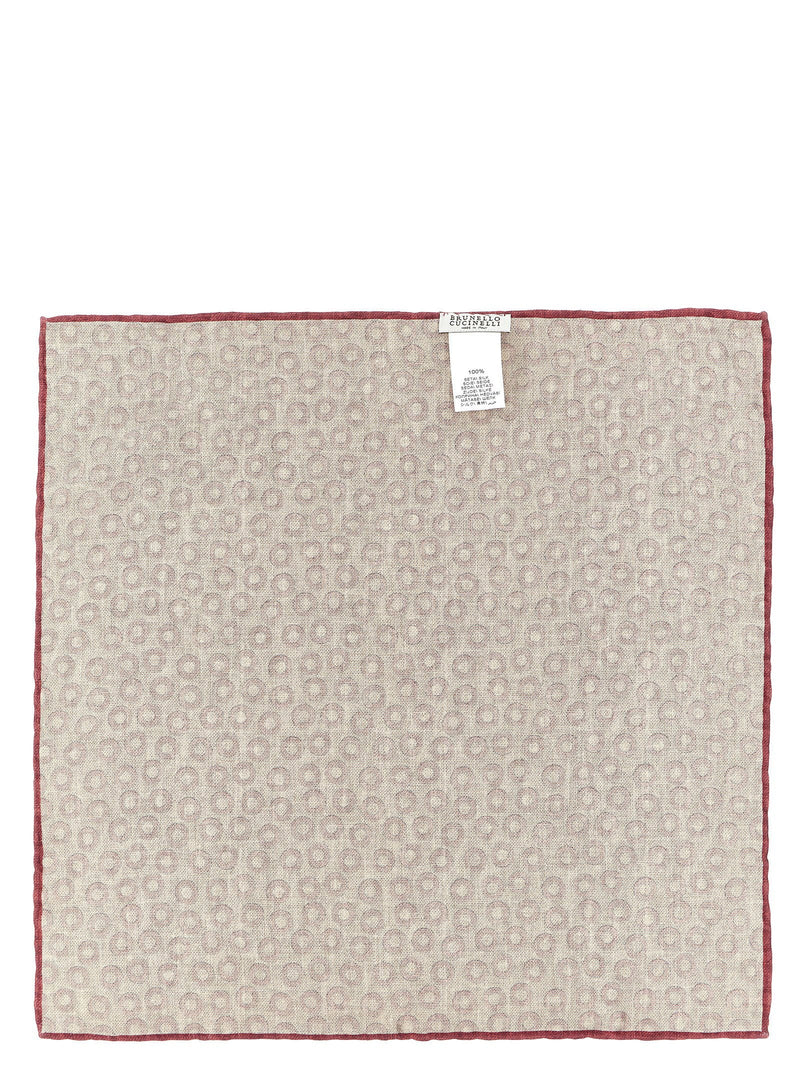 Brunello Cucinelli Polka Dot Silk Pocket Square — Cream Pure Accessory