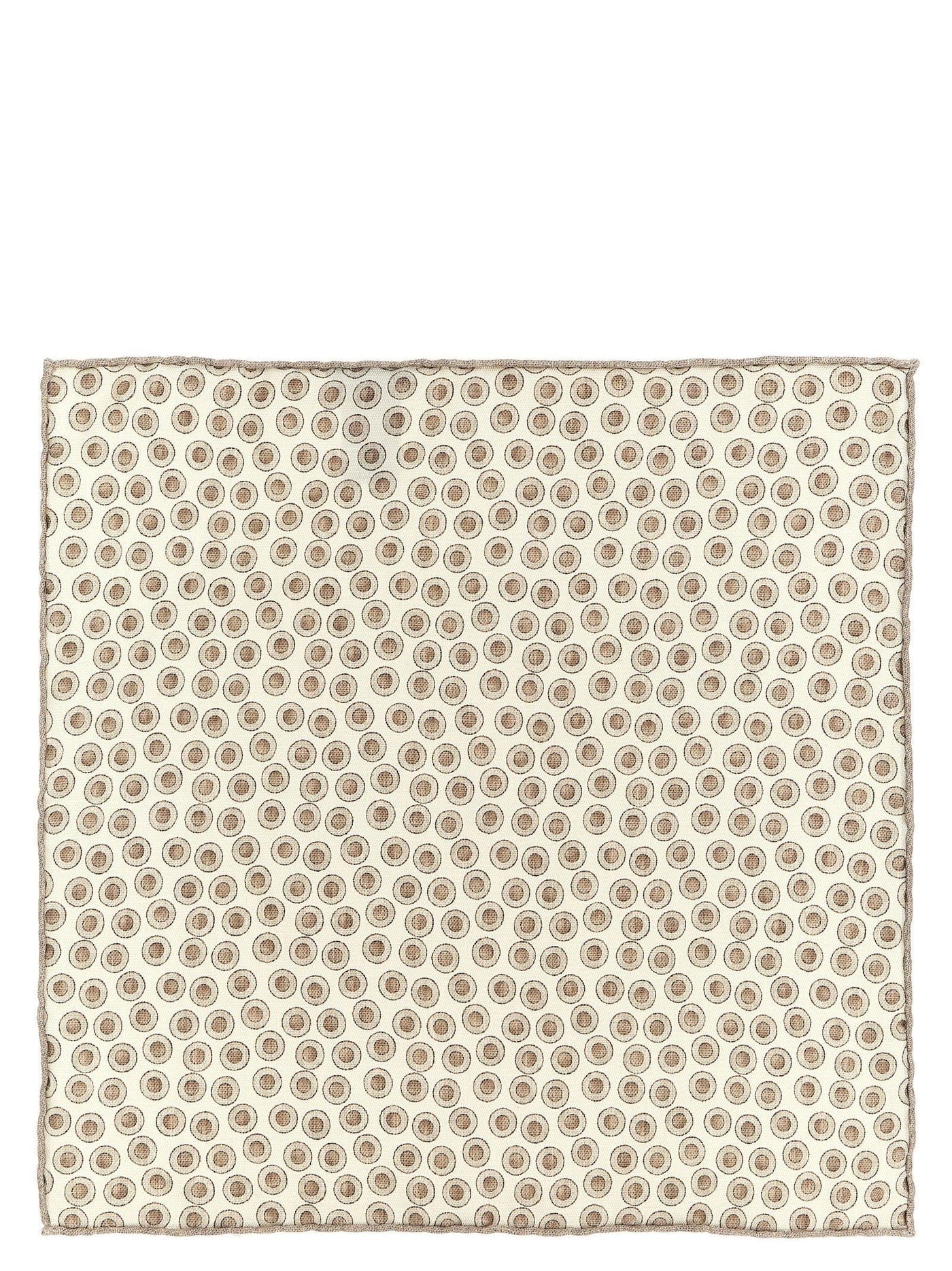 Brunello Cucinelli Polka Dot Silk Pocket Square — Cream Pure Accessory