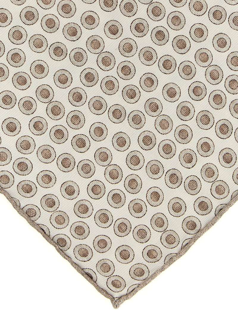 Brunello Cucinelli Polka Dot Silk Pocket Square — Cream Pure Accessory