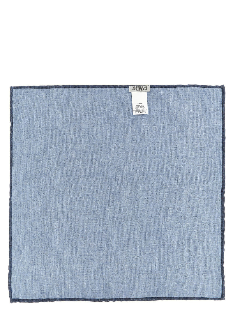 Brunello Cucinelli Polka Dot Silk Handkerchief — Blue Pure Accessory