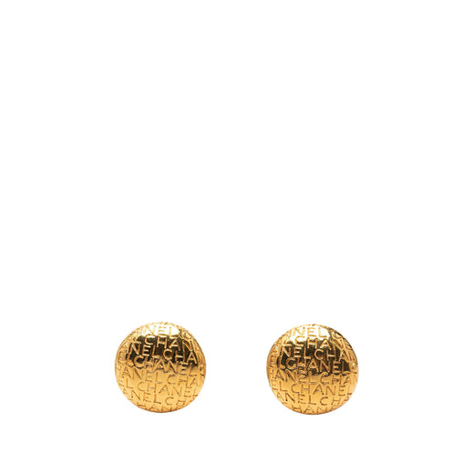 Gold Plated Logo Lettering Clip On Earrings - Image 1