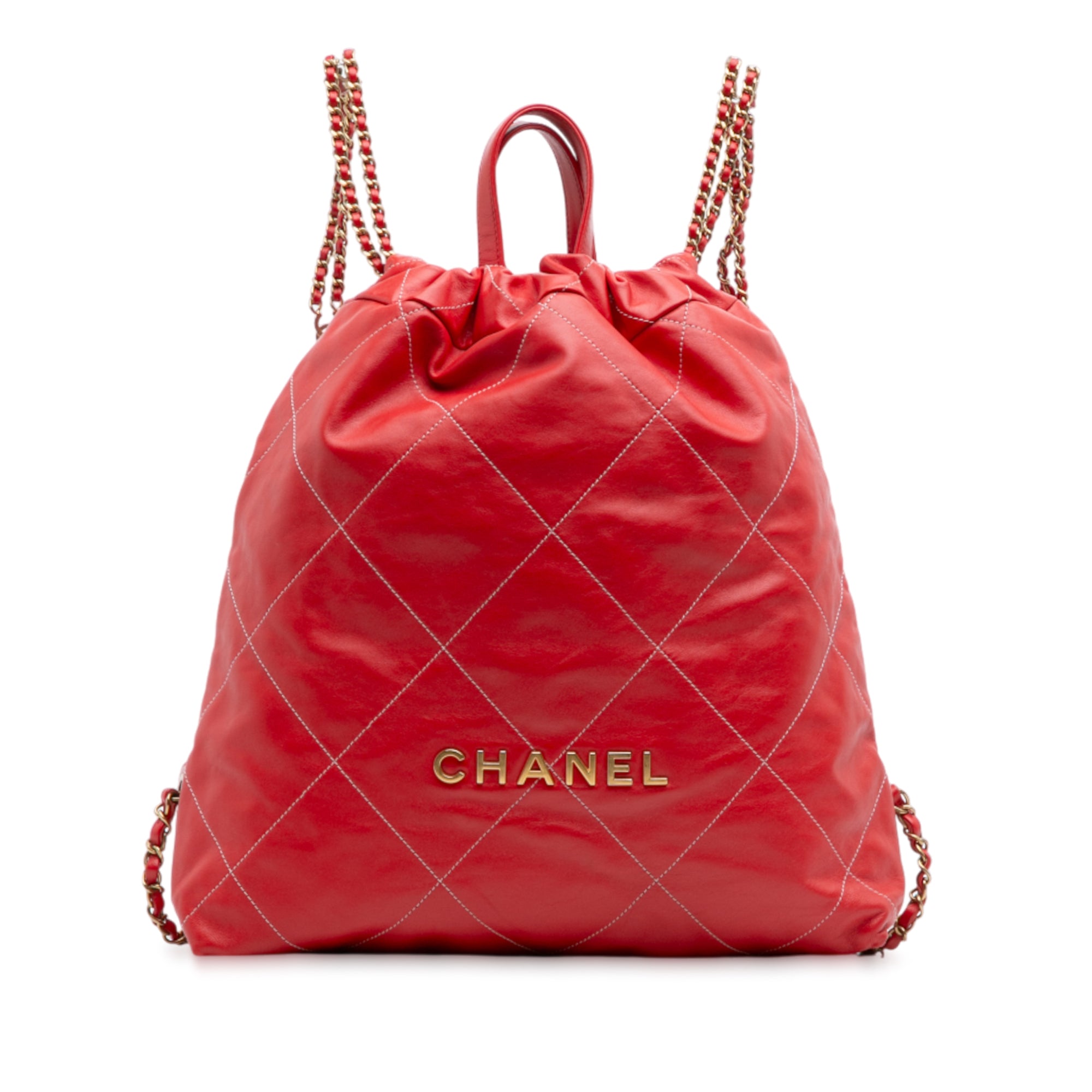 Large Shiny Quilted Calfskin 22 Backpack - Image 1