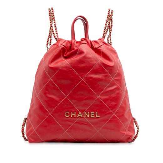 Large Shiny Quilted Calfskin 22 Backpack - Image 1