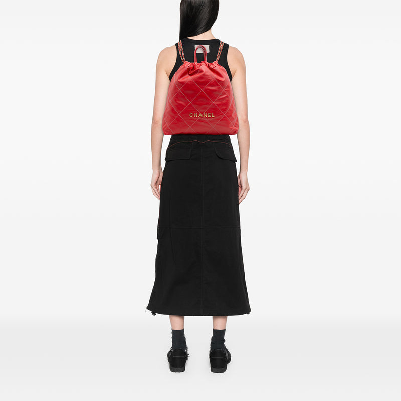 Large Shiny Quilted Calfskin 22 Backpack - Image 10