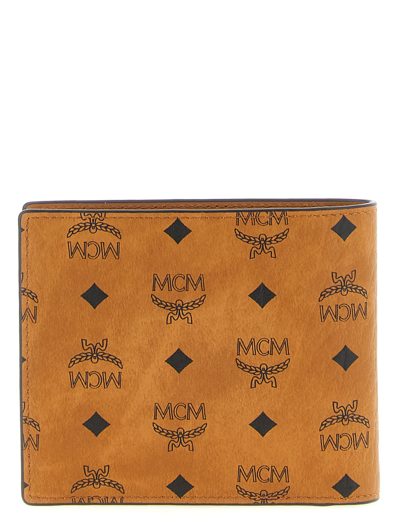 Mcm Monogram Visetos Canvas Wallet — Cognac