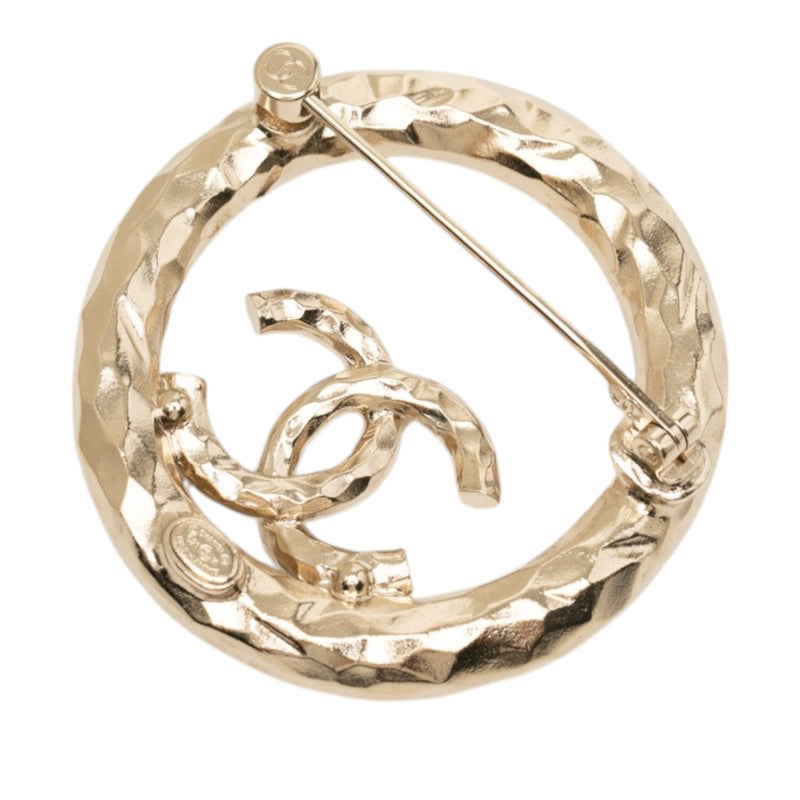 CC Gold Plated Strass Round Pin Brooch - Image 2