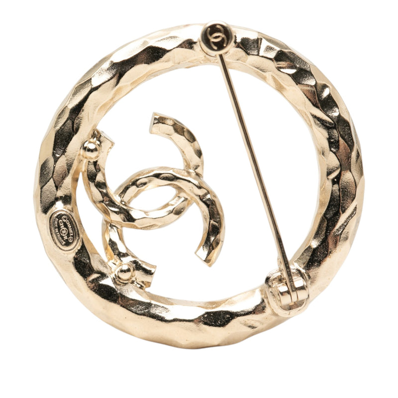 CC Gold Plated Strass Round Pin Brooch - Image 3
