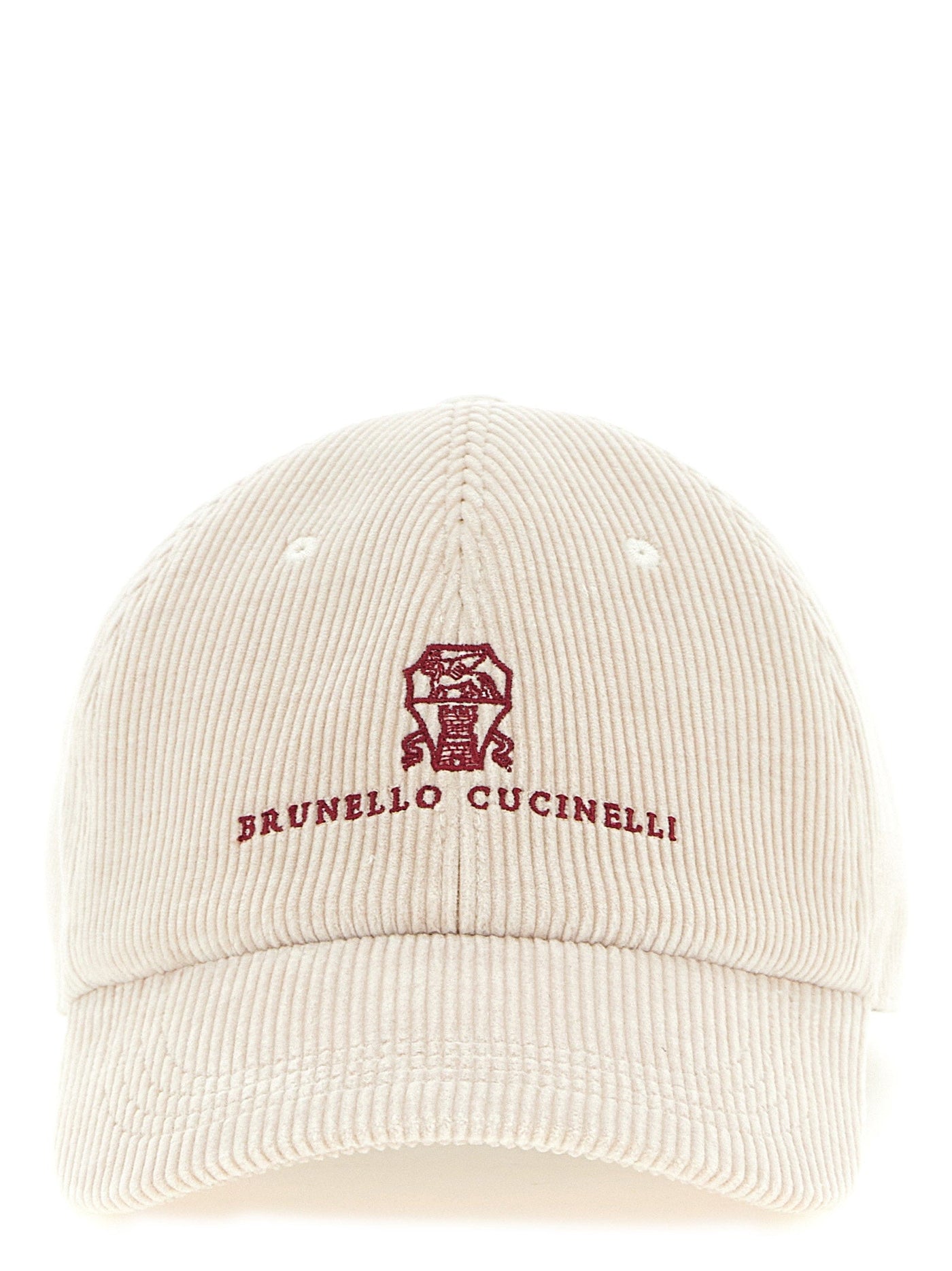 Brunello Cucinelli Corduroy Baseball Cap — Cream Cotton Caps